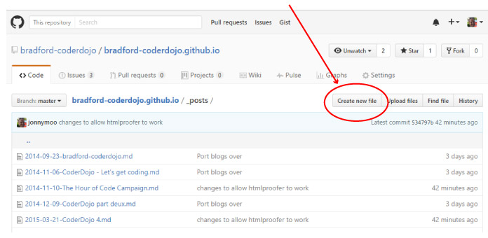 Picture showing how to create a new file in github